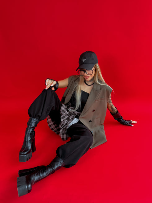 OVERSIZE jacket "SECURITY" - choco